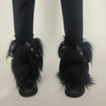 thumbnail image 4 of Plush Furry Leg Warmers for Women Teens Dark Punk Grunge Eyelets Strap Fuzzy Boot Covers for Festivals and Themed Event, 4 of 9
