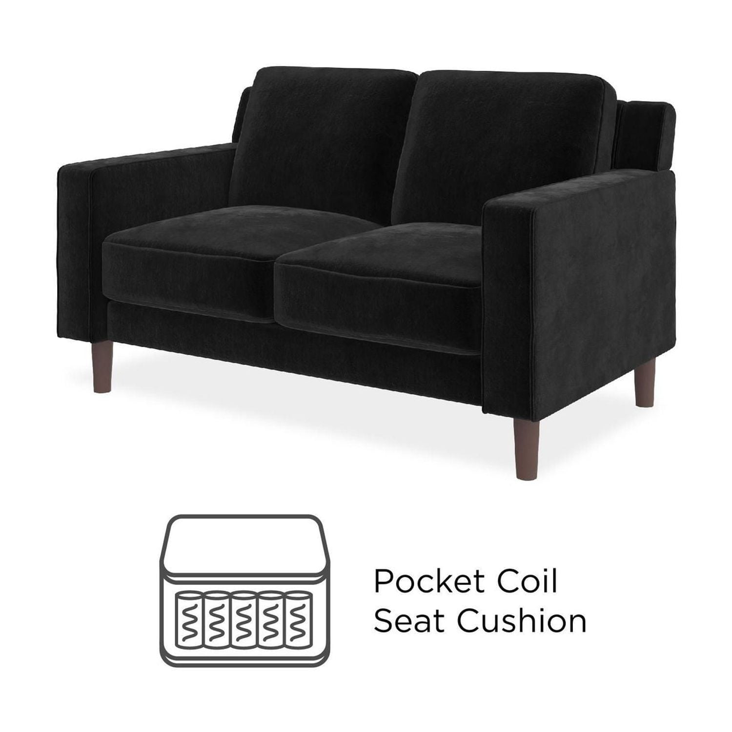 Canapé rembourré trois (3) places Brynn de DHP, mobilier de salon, velours gris