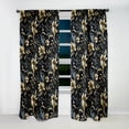 thumbnail image 2 of Designart "Serenading Luxury In Gold And Blue Damask" Damask Room Darkening Curtain Single Panel, 2 of 6