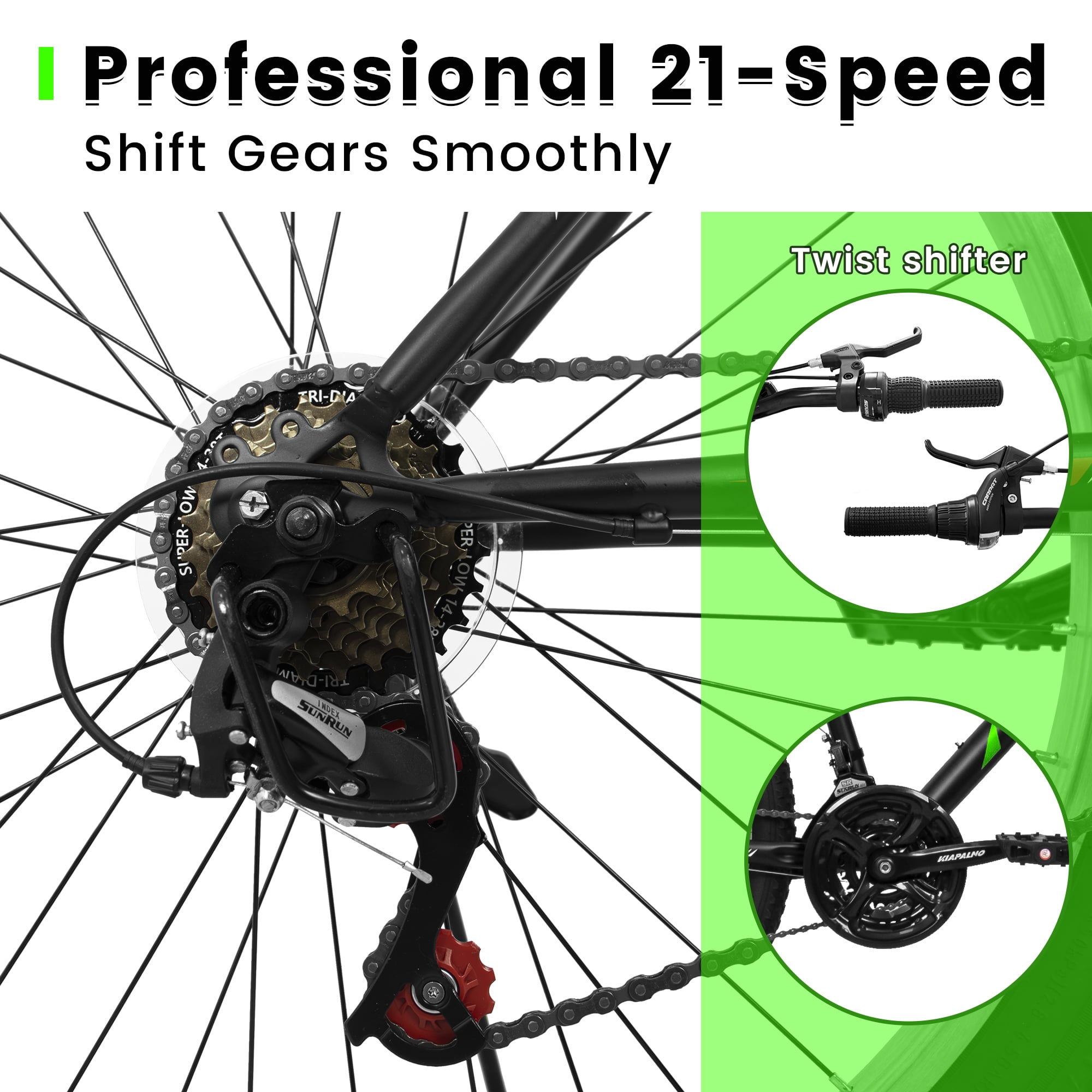 Ecarpat Mountain Bike 26 Inch for Men Women, 21 Speeds High-Carbon Steel Frame, Classic Adult Teens Sport Bicycle, V Brakes Bicycle for Snow City Commuters and Short Trip