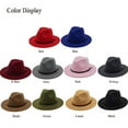 thumbnail image 3 of Mightlink Vintage Solid Color Felt Wide Brim Bowler Fedora Hat Winter Floppy Women Cap, 3 of 7