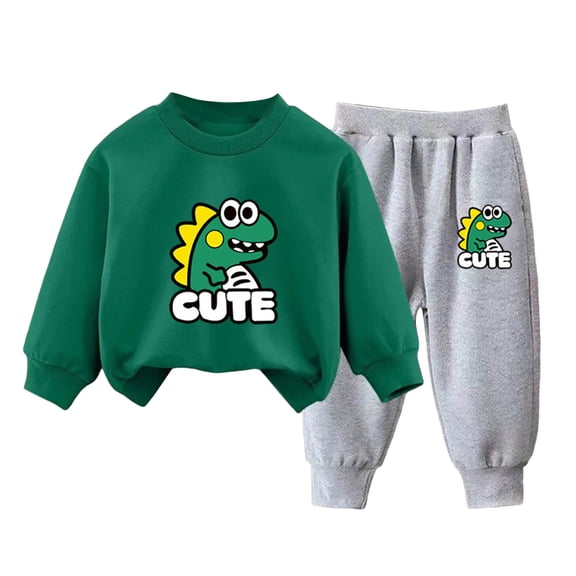 NOLDARES Toddler Baby Girl Boy Fall Winter Clothes 2 Piece Hooded Sweatshirt Tops and Joggers Pants Set Cute Print Outfits Clothing(J,3-4 Y)