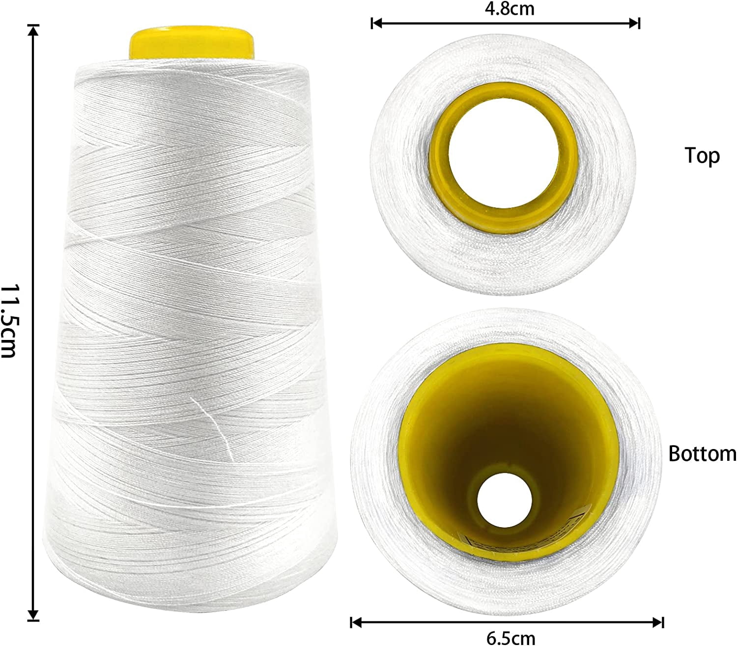ABCISI 8 Cones of 3000 Yards Sewing Thread,  Each Spool Thread for All Purpose Sewing - 100% Polyester  for Serger Overlock Quilting Machine 40S/2 White+Black