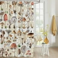 thumbnail image 4 of Fabric Shower Curtain, Retro Mushroom Spring Summer Plant Leaves Shower Curtains with 12 Hooks Waterproof Machine Washable Bath Curtains for Bathroom,72 x 96in, 4 of 6