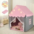 thumbnail image 2 of Costway Carpa para Niños con Colchoneta Lavable Carpa Tipi Castillo de Hadas Tienda para Casa con Luces Ventanas 105 x 121 x 136 cm Rosa, 2 of 2