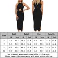 thumbnail image 2 of Vestidos de playa para mujer Vestido ajustado largo con cuello redondo fruncido con abertura (Negro L) FLhrweasw Para estrenar, 2 of 8