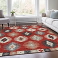 thumbnail image 6 of HomeRoots 677657 10 x 14 ft. Red, Ivory & Gray Southwestern Washable Machine Made Rectangle Area Rug with UV Protection, 6 of 9