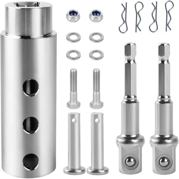 Trailer Jack Electric Drill Adapter, Stainless Steel, 1/2" Shaft & 1" Drive Shaft, Gearbox For Drills. Compatible With RV Trailers, Dump Trailers(RL)
