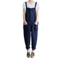 thumbnail image 2 of BONIXOOM Jumpsuits for Women Linen Pants Women Solid Mid Waisted Long Gym Love Jumpsuit Oversized Straight-Leg Chinos Navy 2XL, 2 of 9