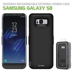 Cellet Case - Cellet 5500mAh Rechargeable External Battery Case for Samsung Galaxy S8 - Black