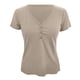 thumbnail image 5 of Tops acanalados de manga corta para mujer, camisas básicas de punto con botones y cuello en V, camiseta informal de verano de Color sólido, blusas Pompotops hkajfhjk462985, 5 of 6