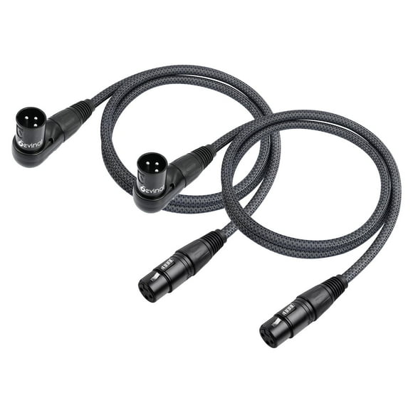Cable XLR Devinal en ángulo recto macho a hembra recto de 1 m, paquete de 2