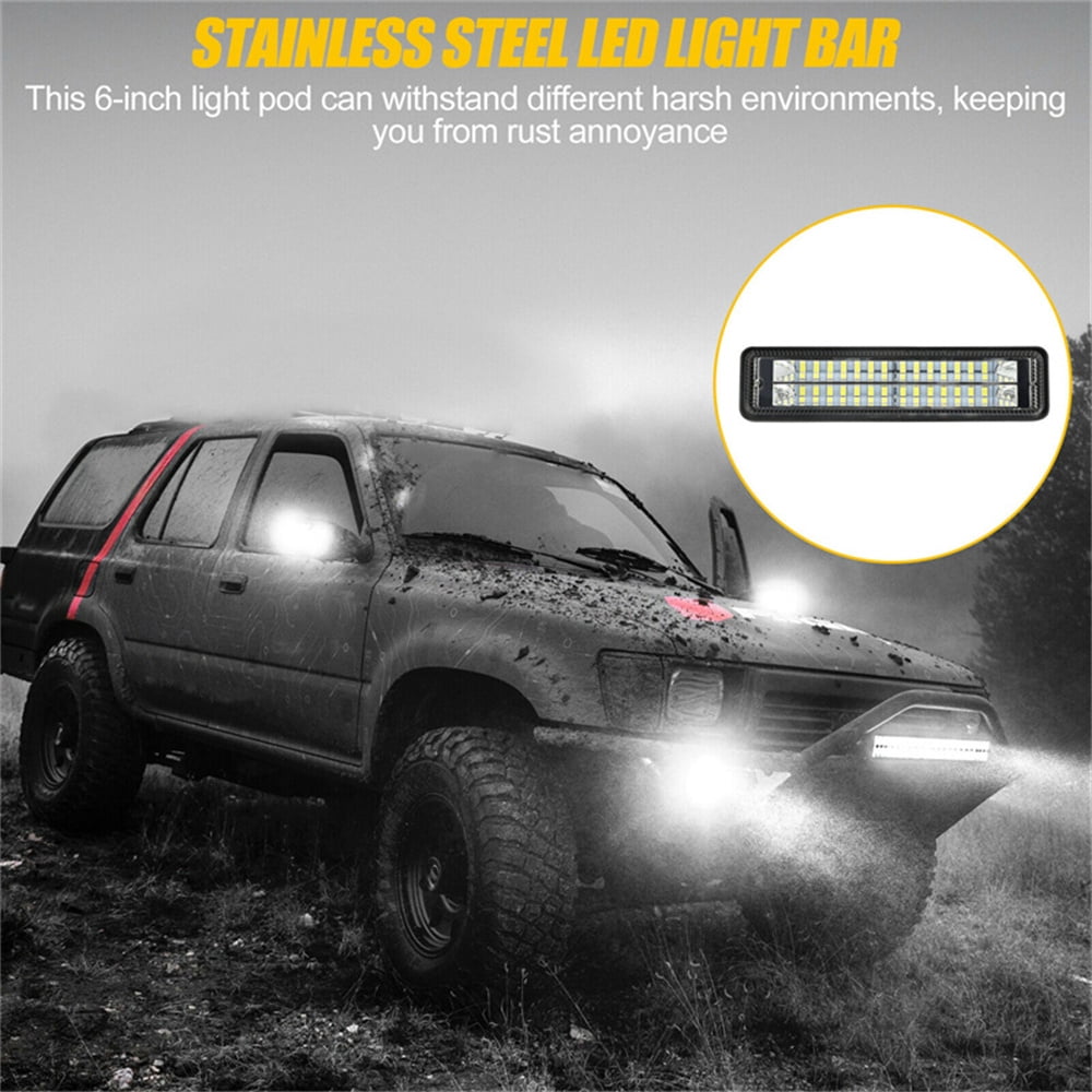 Jercoda 2 Pack 6 inch 3000LM LED Light Bar Flood Fog LED Light, 2pcs Headlight Off-Road Work Light for Cars Truck SUV ATV
