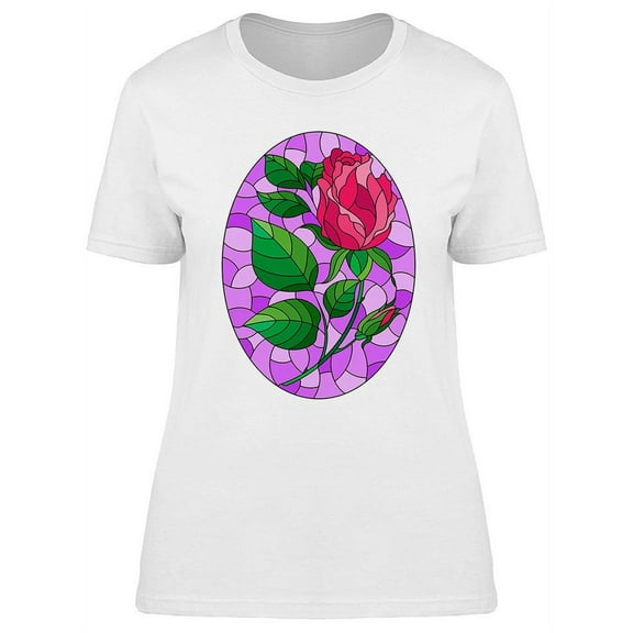 Stained Glass Rose T-Shirt Women -Image by Shutterstock, Female 3X-Large