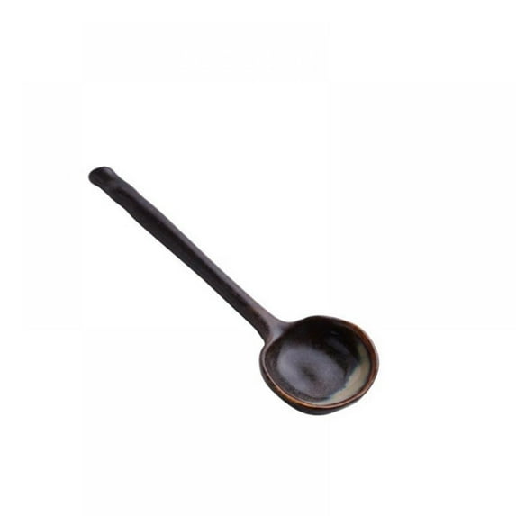 Ceramic Soup Spoons Long Handle Rice Spoons Retro Ramen Bowl Soup Spoon Suitable for Soup, Gravy, Cake, Oatmeal
