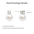 thumbnail image 5 of APSVO 18K White Gold Plated Pearl Stud Earrings for Women Hypoallergenic Post CZ S925 Sterling Silver Earrings Wedding Birthday Valentines Day Jewelry Gifts Her Teen Girlfriend Wife Lady Adults Ideas, 5 of 7