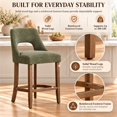thumbnail image 6 of SESSLIFE Bar Stools Set of 2, 26" Counter Height Bar Stools with Open Back, Modern Upholstered Kitchen Island Stools with Solid Wood Legs, Bar Chairs for Dining Room, Green, 6 of 9
