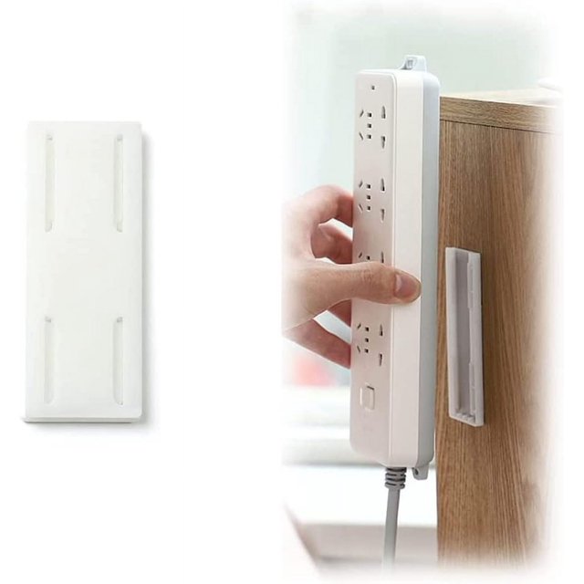 HUGFEGWE Self-Adhesive Desktop Socket Fixer, 2023 New Self Adhesive Power Strip Holder, Desktop mountable Plug-in Socket Fixer Bracket Stand, Cable Management Punch Free Surge Protector CJ25311-233