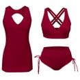 thumbnail image 1 of DGMIOCS Women's Modest Tankini Set High Waisted Tummy Control Bathing Suit Wine M, 1 of 9