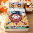 thumbnail image 2 of meiyoeat Rainbow Baseball Zipper Full Size Comforter Sets with Fitted Sheet and 2 Pillowcases for Girls, Waffle Ice Cream Drip Zipper Bedding Set, Polkadot Reversible, 4pcs, 2 of 7