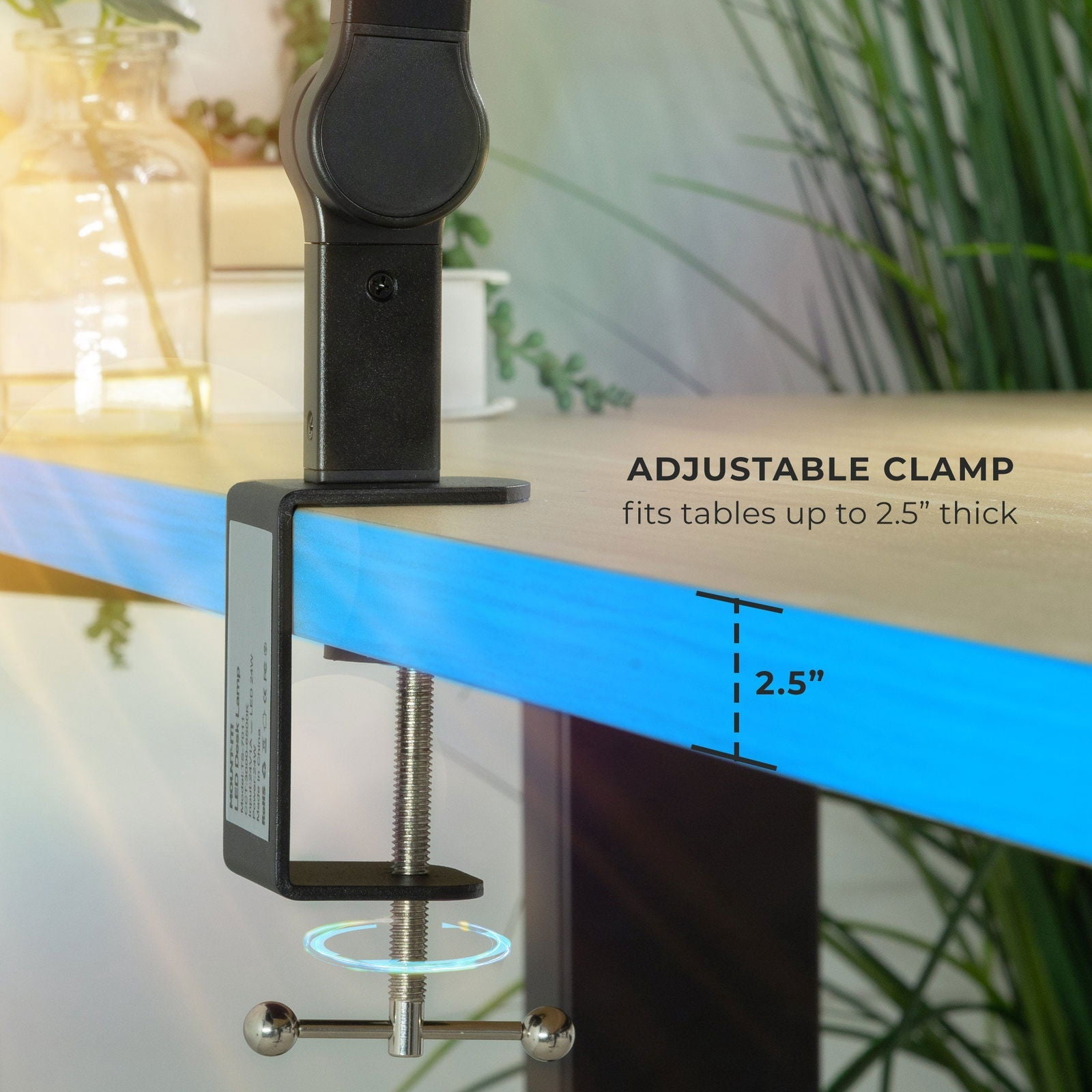 LED Desk Lamp with Swing Arm, Clamp-On, Dimmable, 5 Brightness Levels, 5 Color Temperatures, Touch Control, Eye-Caring, Adjustable for Home Office & Crafting