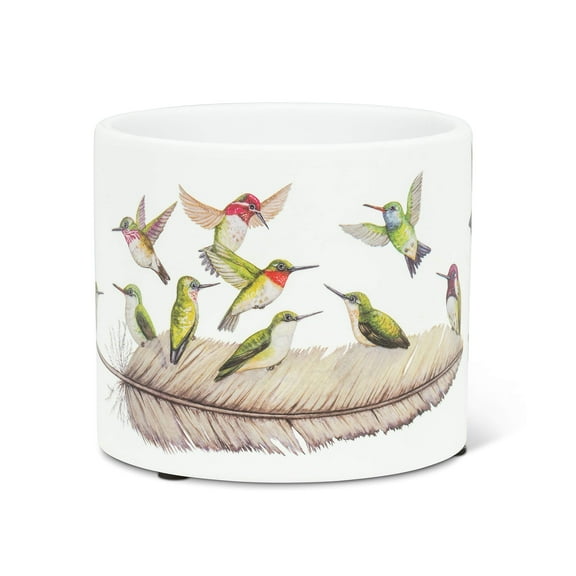 Abbott Collection 27-PL-WR-02-SM Small Hummingbirds Planter, 4.5 inches D, White