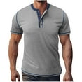 thumbnail image 2 of COSFO Henley Mens Tshirts Casual Solid Short Sleeve Tops Button Pullover Loose Classic T-Shirt, 2 of 6