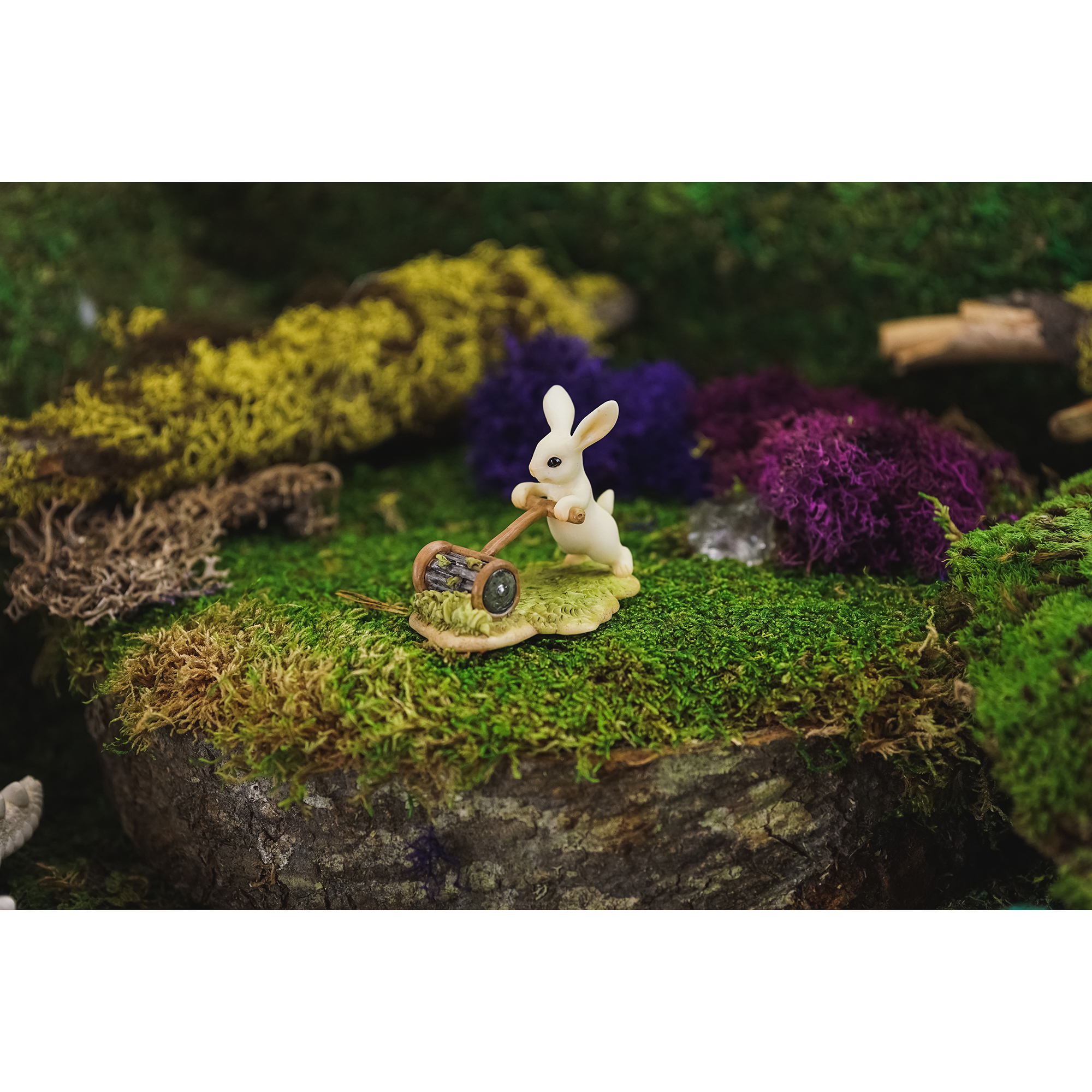 Bunny Gardener Pushing Wheelbarrow, Mini Rabbit, Mini Bunny, Bunny Gardener, Rabbit Gardener, Fairy Garden Animals, Fairy Garden - image 4 of 4