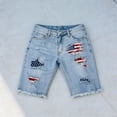 thumbnail image 4 of Trendfront Womens Denim Shorts Distressed Bermuda Jean Shorts American Flag Graphic Frayed Hem Patriotic 4th Of July Casual Summer Bottoms, 4 of 4