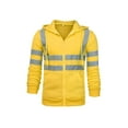 thumbnail image 3 of CVLIFE Men Coat Reflective Striped Sweatshirt Hooded Work Wear Open Front Hoodie Jacket Outdoor Outwear Yellow 4XL, 3 of 5