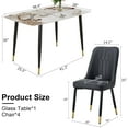 thumbnail image 6 of 5 Piece Dining Table Set,Faux Marble Dining Table Set for 4-6,Imitation Marble Pattern Dinner Table and 4 Black PU Leather Upholstered Kitchen Chairs for Living Room, 6 of 18