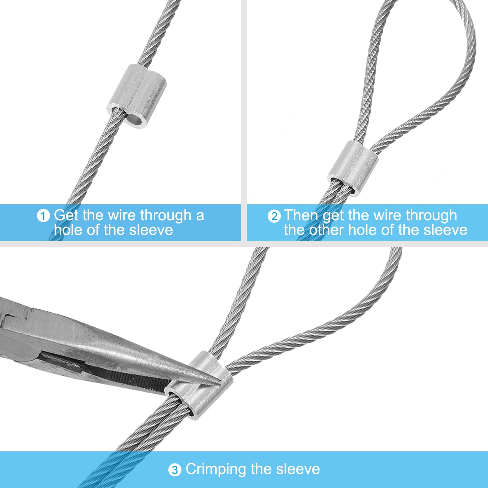 Uxcell 32.8 Ft Stainless Steel Picture Hanging Wire Kit with 6 Pcs M4 Aluminum Sleeve, Silver