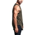 thumbnail image 4 of G-Style USA Solid Color Long Length Curved Hem Tank Top - Olive - 5X-Large, 4 of 5