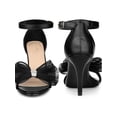 thumbnail image 2 of BLISSFUL STEP Rhines Ankle Strap Mesh Bow Stiletto Heel Sandals for Women, 2 of 6