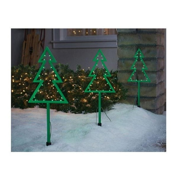 Inliten 9338104 Celebrations LED Christmas Tree Pathway Markers Green