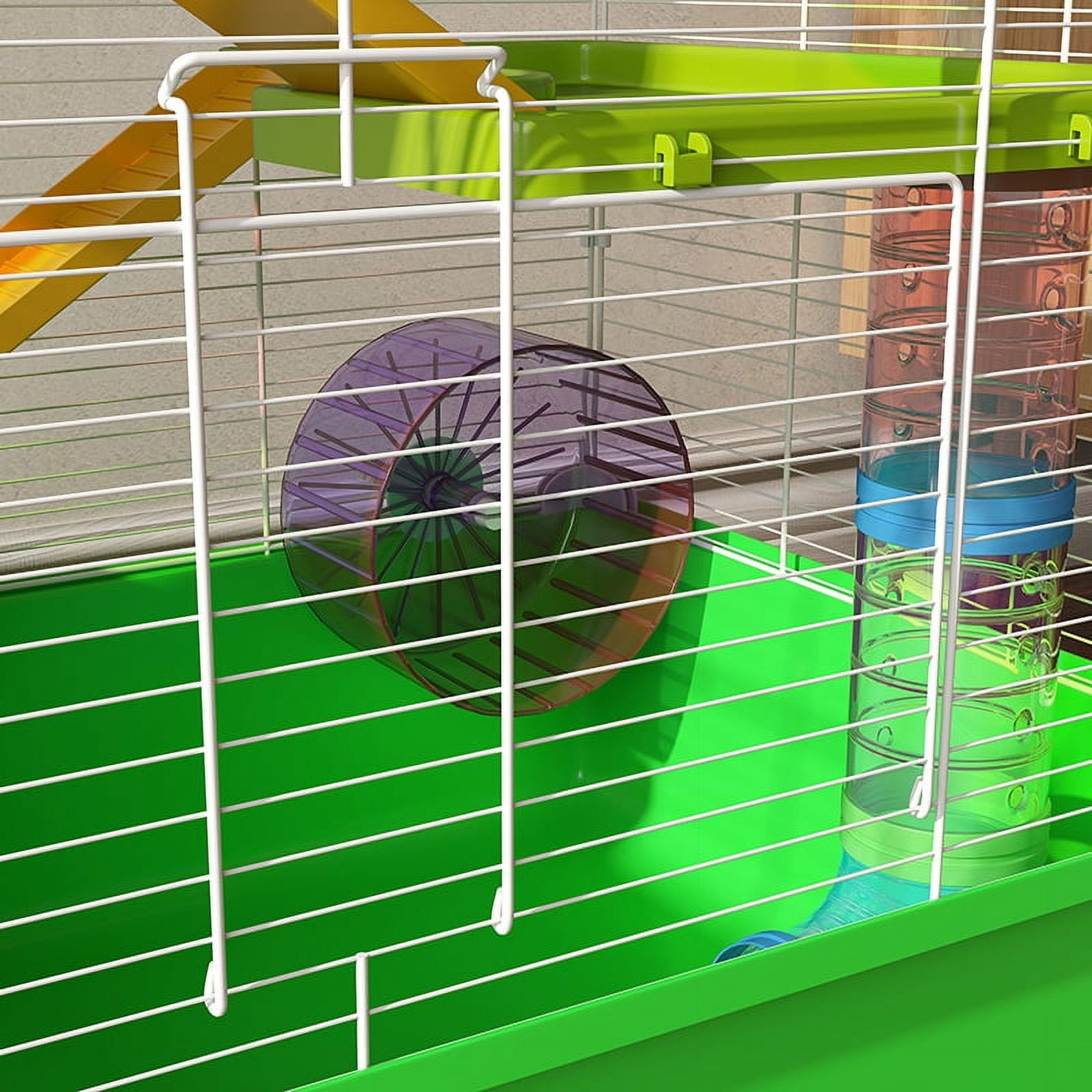 Extra Large 23" Hamster Cage with Tubes and Tunnels, Portable Carry Handles, Rat House and Habitats Big 5-Tier Design, Mouse Cage Includes Exercise Wheel, Water Bottle, Food Dish, Green