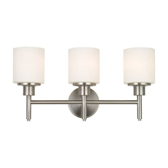 Design House Aubrey 3-Light Bathroom Light Fixtures in Satin Nickel - Dimmable Vanity Lights with Frosted Glass
