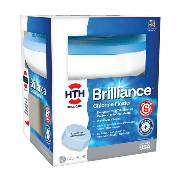 HTH Brilliance Chlorine Floater for Pools - Holds 4 Brilliance Tabs or 5 Standard 3-Inch Tablets