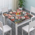 thumbnail image 3 of Pioneer Flower Floral Print Pattern Square Fitted Tablecloth with Elastic Edge,Square Table Cover,Washable Elastic Table Cover for Home Kitchen Party Decor 34"x34", 3 of 6