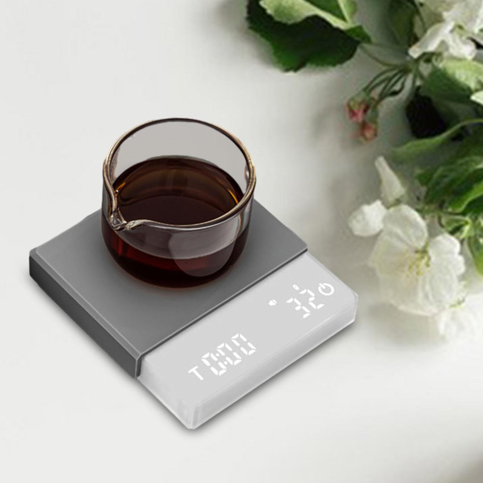 Esquirla Kitchen Coffee Scale Scale Housewarming Gifts Sturdy Practical Barista Tool with Timer for Cafe Shop Household White