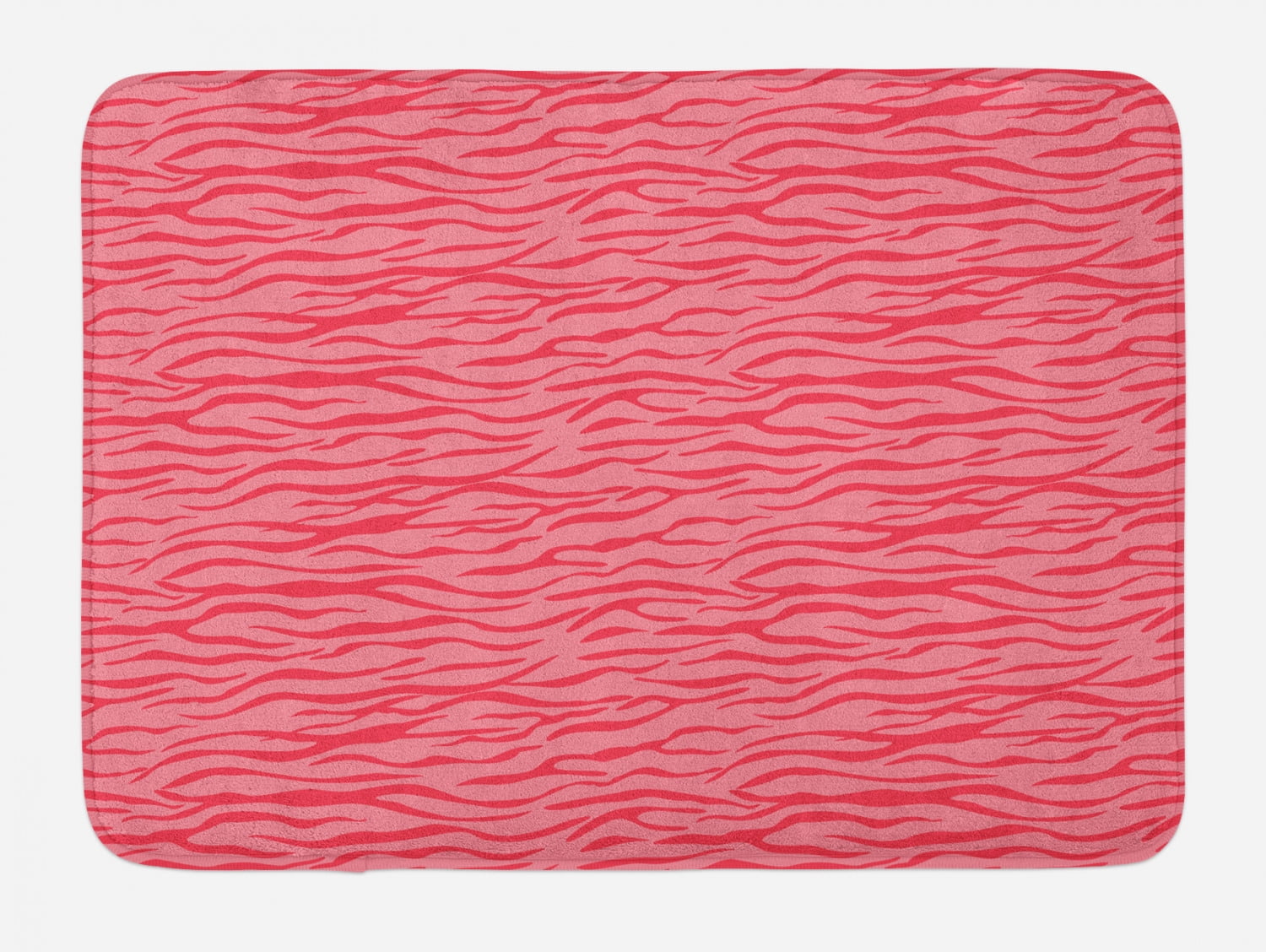 Pink Zebra Bath Mat, Wavy Zebra Stripes Camouflage Savannah Safari
