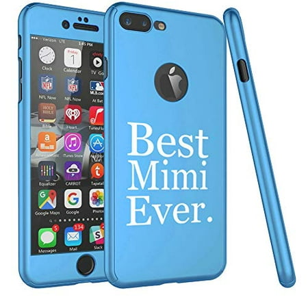 360° Full Body Thin Slim Hard Case Cover + Tempered Glass Screen Protector for Apple iPhone Best Mimi Ever (Light-Blue, for Apple iPhone 6 Plus / 6s