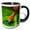 Black/White, variant on 3drose, Costa Rica. Strawberry Poison Dart Frog on Leaf., 11oz Two-tone Blue Mug