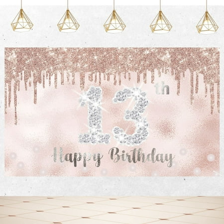 

Joyiou Happy 13th Birthday Decorations for Girls Teen Birthday Backdrop Banner Party Supplies Gifts
