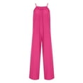 thumbnail image 4 of Usmixi Jumpsuits for Women Dressy Casual Solid High Waist Loose Wide Leg Spaghetti Strap Jumpsuits Overalls Summer Square Neck Sleeveless Plain Long Formal Rompers Hot Pink m, 4 of 6