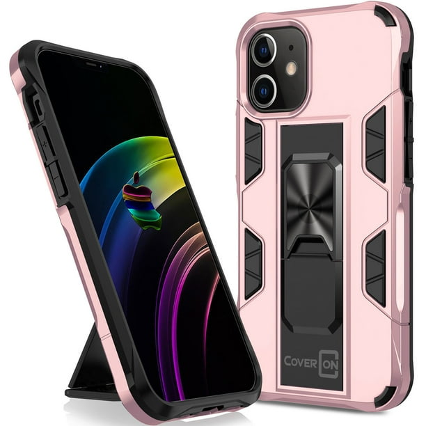 Coveron Apple Iphone 12 Mini Case 5 4 Kickstand Ring Loop Holder Rugged Phone Cover Magnetic Slide Stand Rose Gold Pink Walmart Com