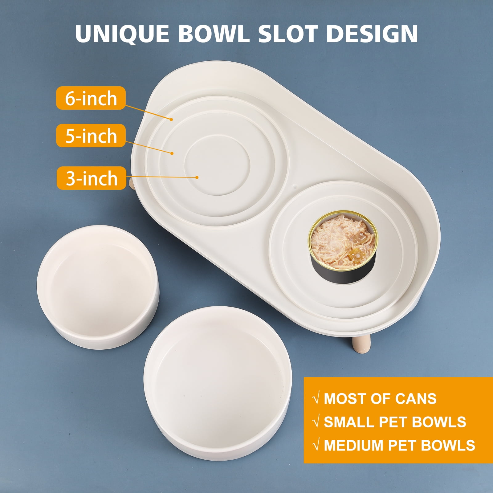 Elevated Dog Food Water Bowl - Raised Ceramic Dog Bowl Set with Non Slip Stand - Double Dog Feeding Bowls for Small to Medium Sized Dogs - 2 x 850 ml - 28.74 oz - White