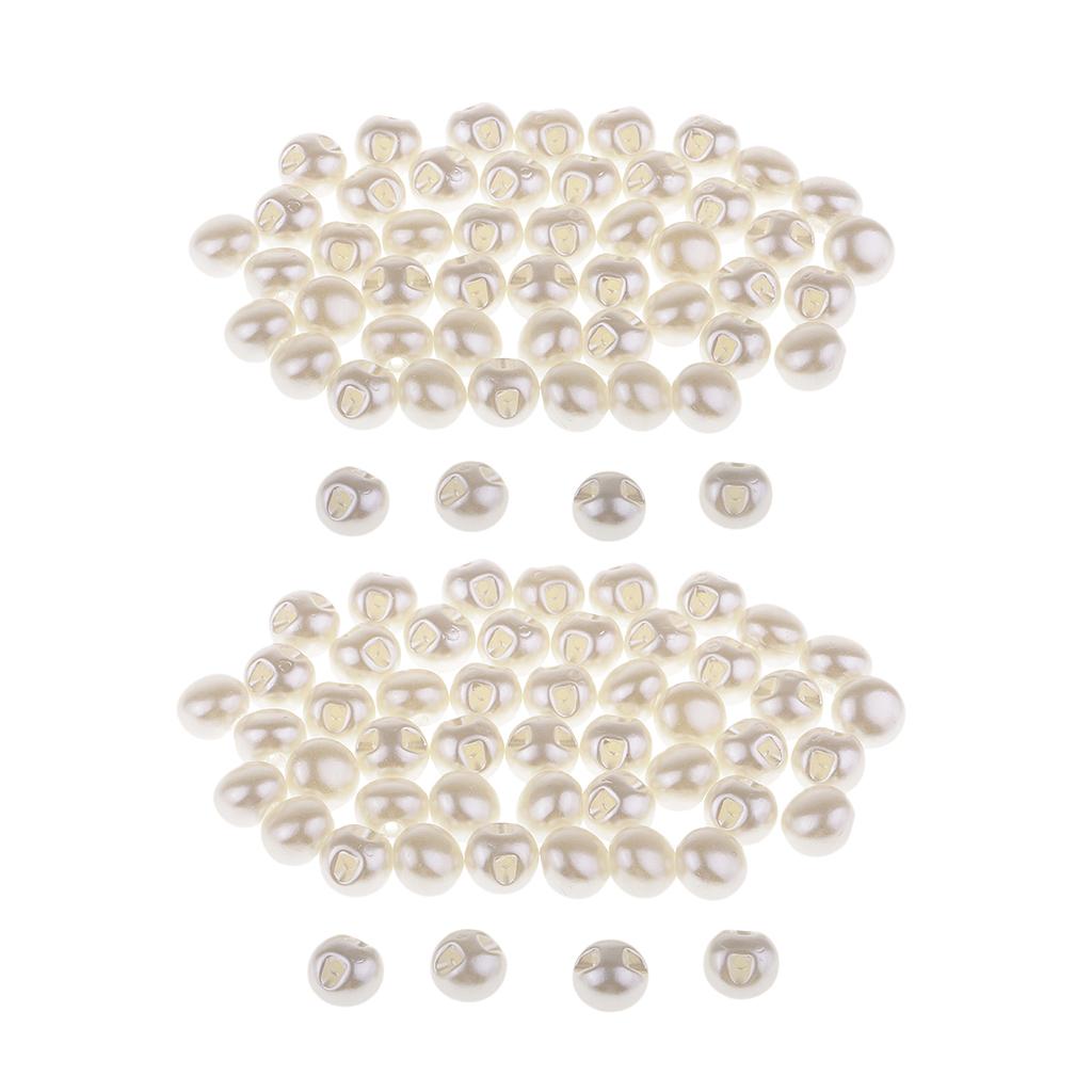Honbay 100PCS Plastic Round Pearl Buttons Sewing Buttons with Hole Pearl  Bead Decoration Accessories for Sewing Shirt Skirt Dress Sweater Crafts DIY