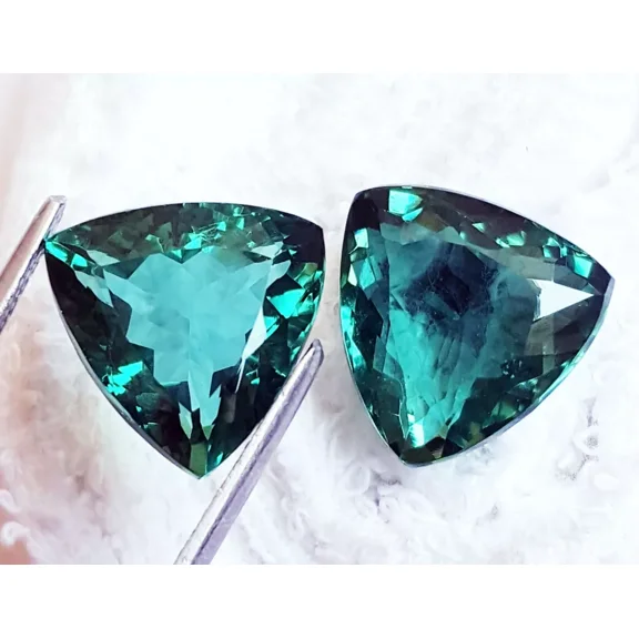 Trillion Shape Pair 22 Ct Green Amethyst Loose Gemstone