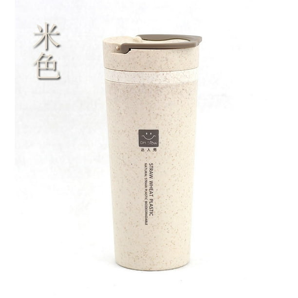 Taza de vacío de paja de trigo Taza de vacío con asa a prueba de fugas Botella de agua de calibre pesado, beige Methold HA7123-04B